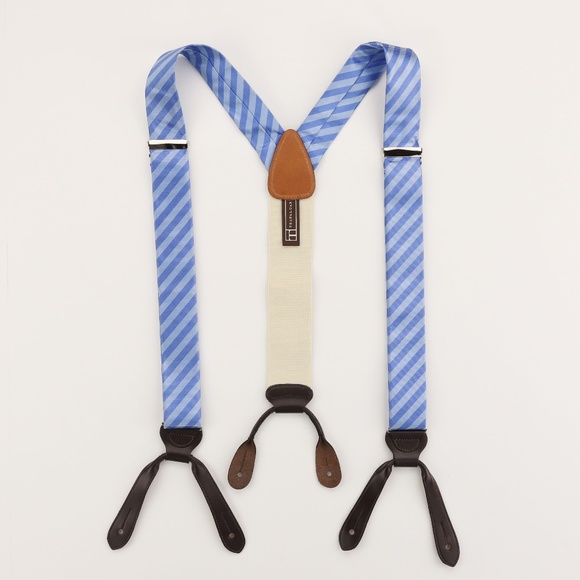 Trafalgar England 100% Silk Suspenders Braces Blue - Picture 2 of 6